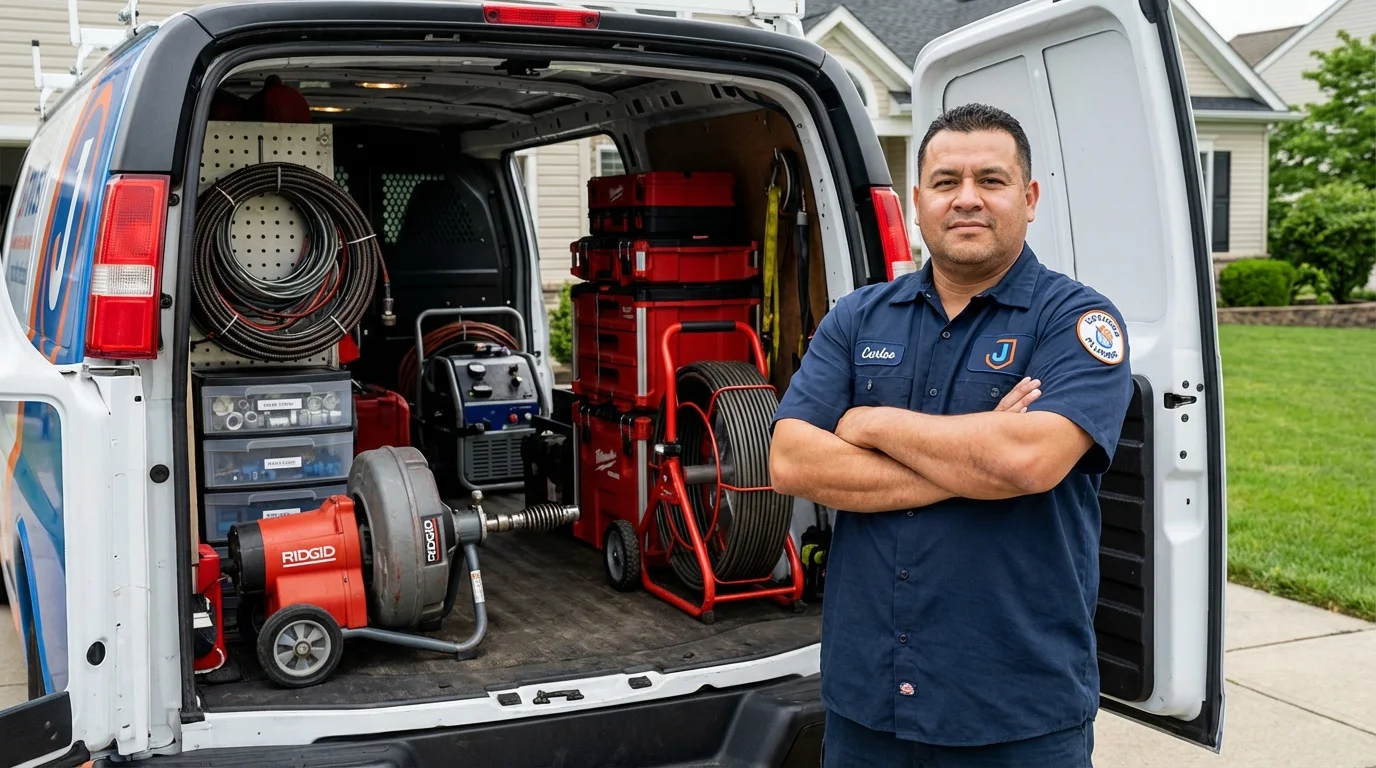 Professional drain cleaning equipment and Johns Plumbing LLC plumber in Mundelein