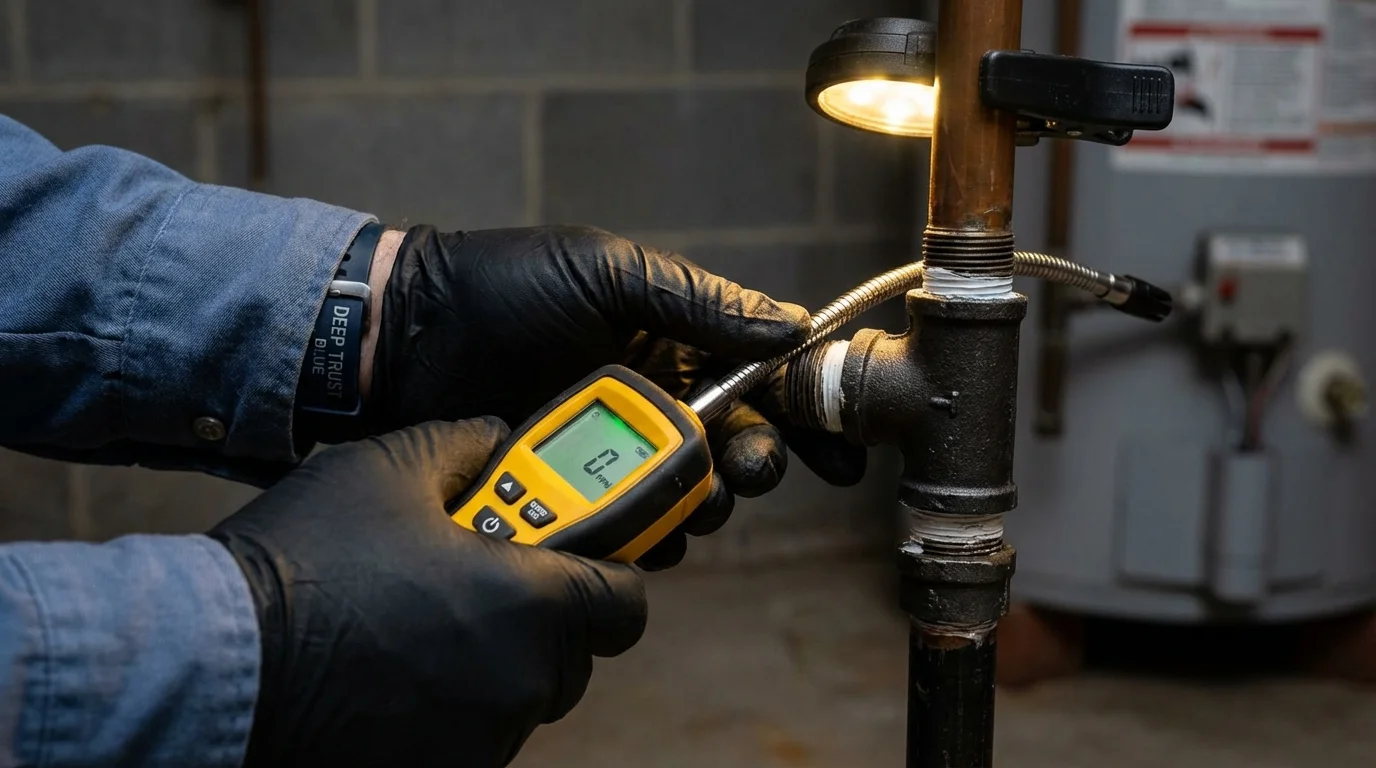Gas leak detection with electronic sniffer by Johns Plumbing LLC in Mundelein