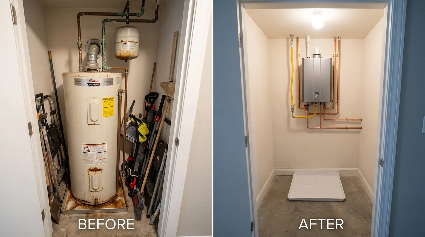 Tank water heater versus wall-mounted tankless unit comparison for Mundelein, IL homeowners